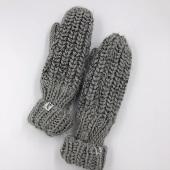 JUICY COUTURE Women’s Gray Lurex Knit Mittens - Picture 4 of 5
